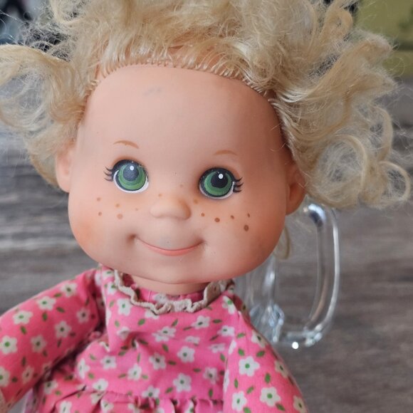 Vintage 1975 Mattel Baby Beans Blond Doll Girl Pink Dress Missing Kitty 11" 70s - Picture 2 of 12